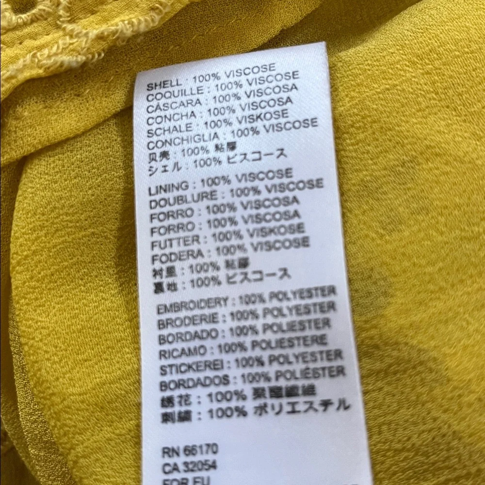 Anthropologie Yellow Lace Ruffle Blouse